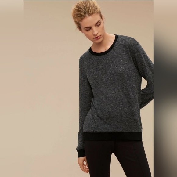Wilfred Aritzia long sleeve knit tee grey black super soft small - Picture 2 of 4
